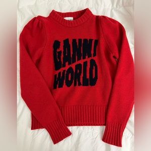 Ganni logo wool sweater